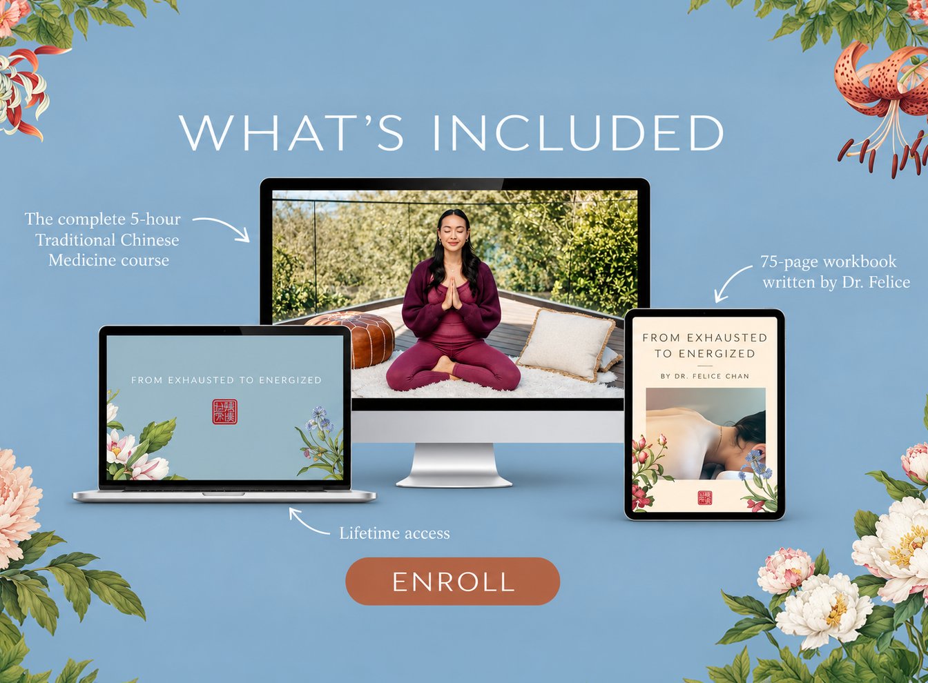 What's included: the 5-hour course, the 75-page workbook and lifetime access