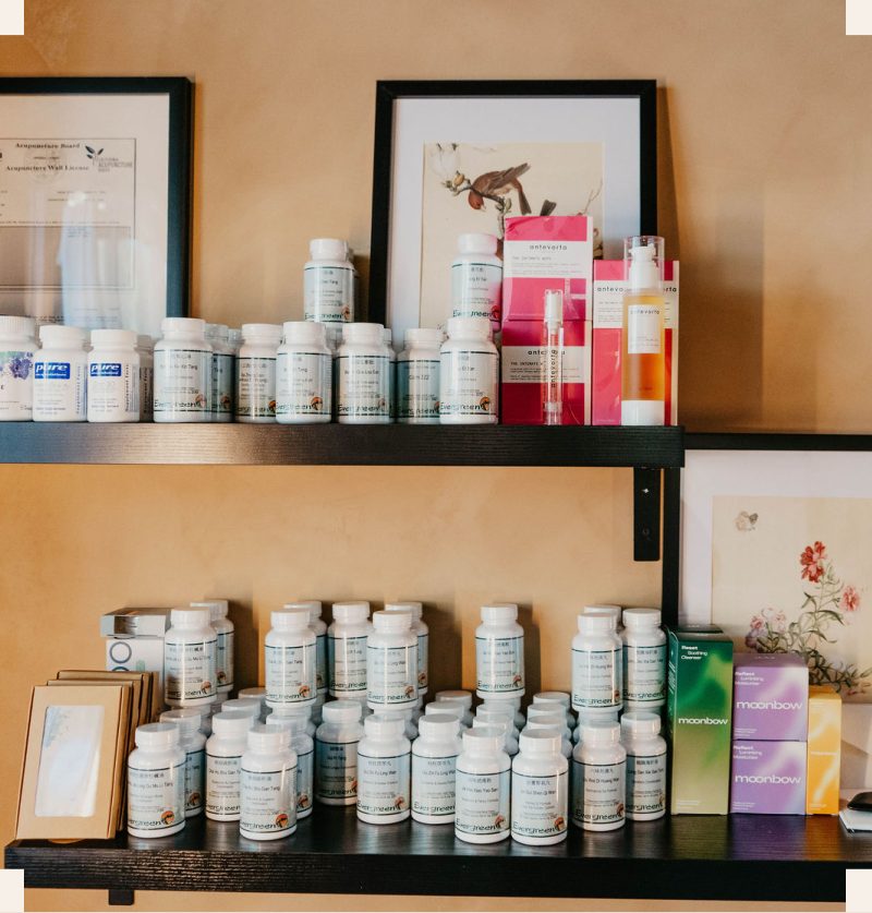 Herbal supplements on the clinic shelf